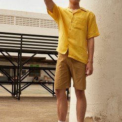 Alternative view of Sp.026 กางเกงขาสั้นผู้ชาย ผ้าชิโน สี Honey Brown