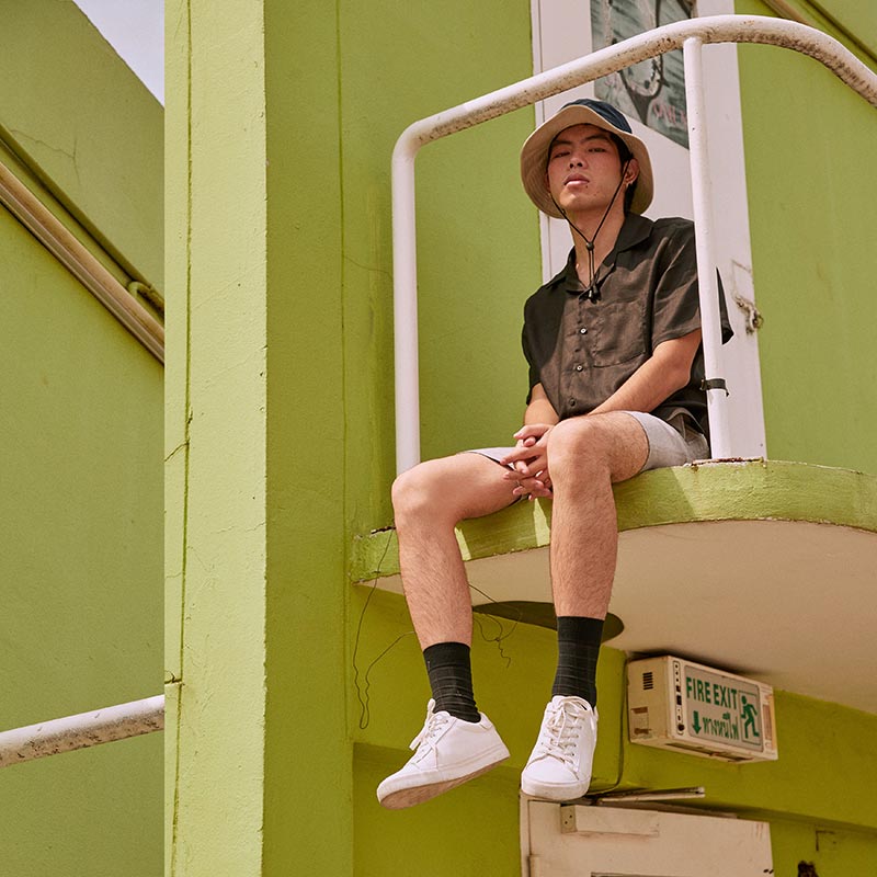 Mr.779 เสื้อเชิ้ตทรงฮาวายผู้ชาย Linen Hawaii Shirt สีดำ - Image 6