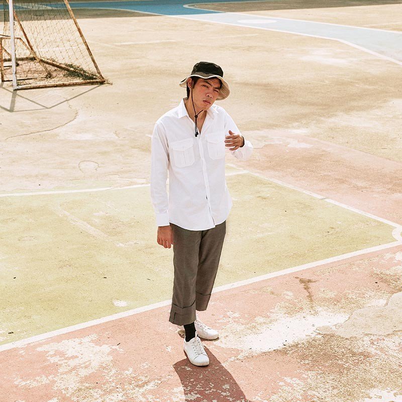 Mr.636 เสื้อเชิ้ตผู้ชายแขนยาว พื้นเรียบสี Super White ขาว - Image 3