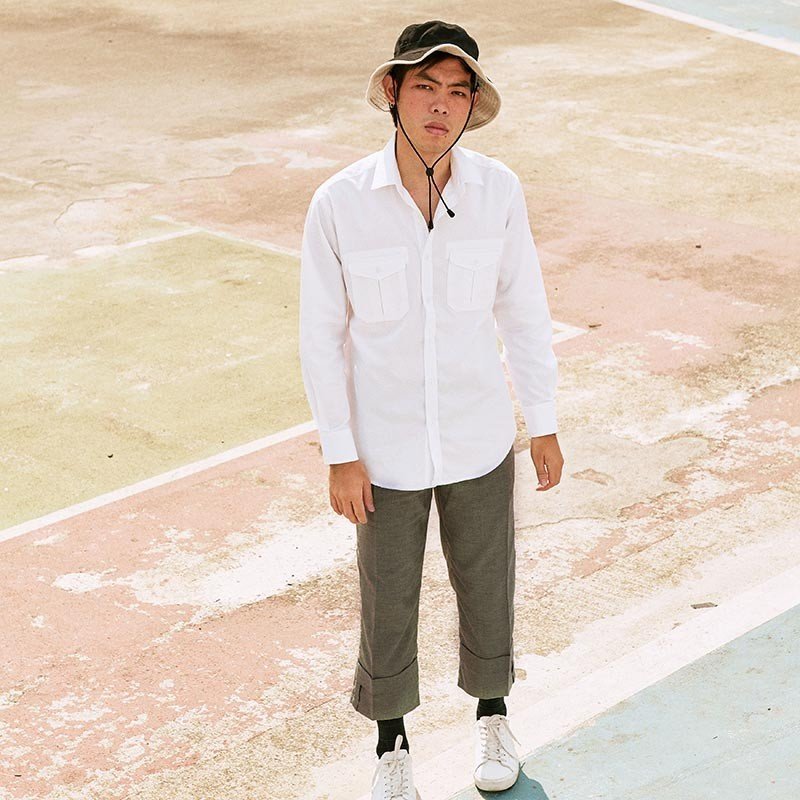 Mr.636 เสื้อเชิ้ตผู้ชายแขนยาว พื้นเรียบสี Super White ขาว - Image 8