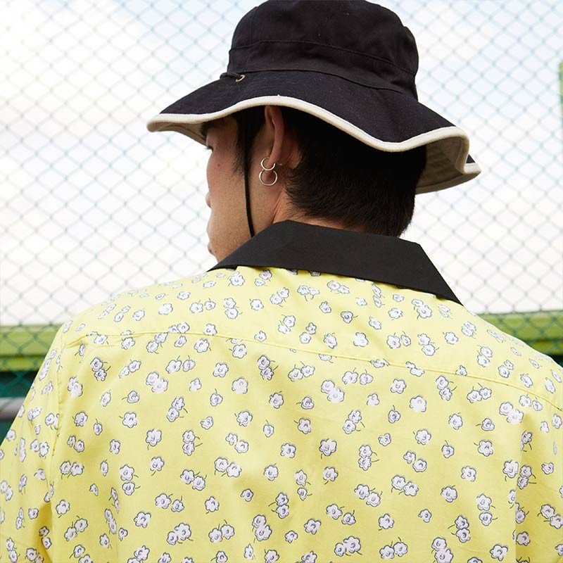 Mr.783 เสื้อเชิ้ตทรงฮาวายผู้ชาย ลายจุด Popcorn Black Collar สีเหลือง - Image 4