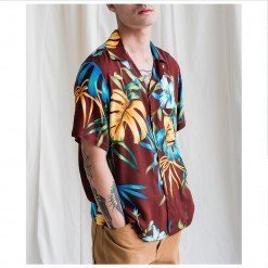 Alternative view of Mr.789 เสื้อเชิ้ตทรงฮาวายผู้ชาย ลายดอก Hawaii Floral สีน้ำตาล