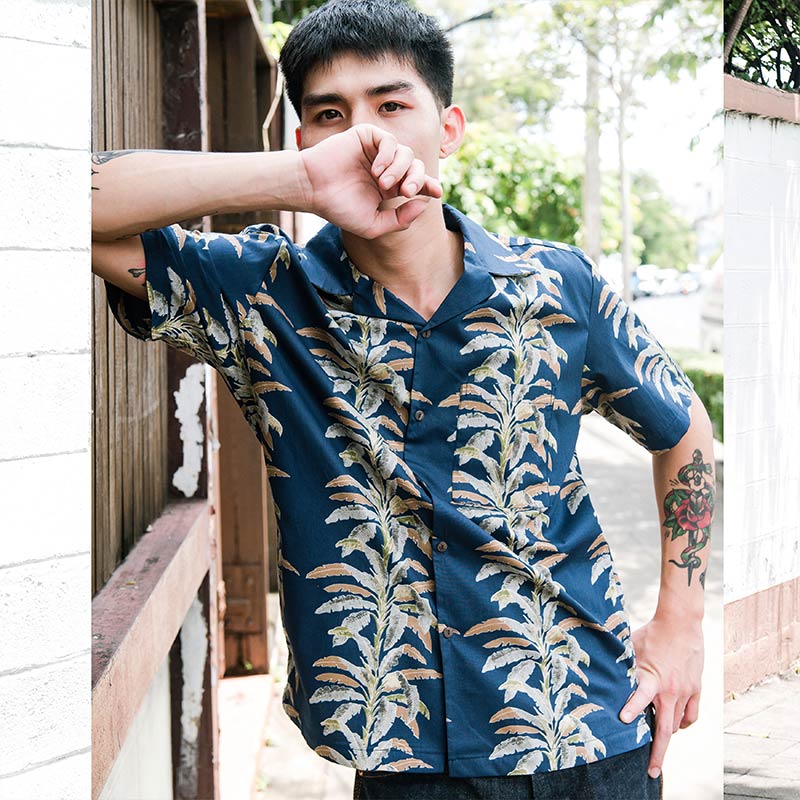 Mr.811 เสื้อเชิ้ตทรงฮาวายผู้ชาย ลาย Hawaii Shirt สีน้ำเงิน - Image 3