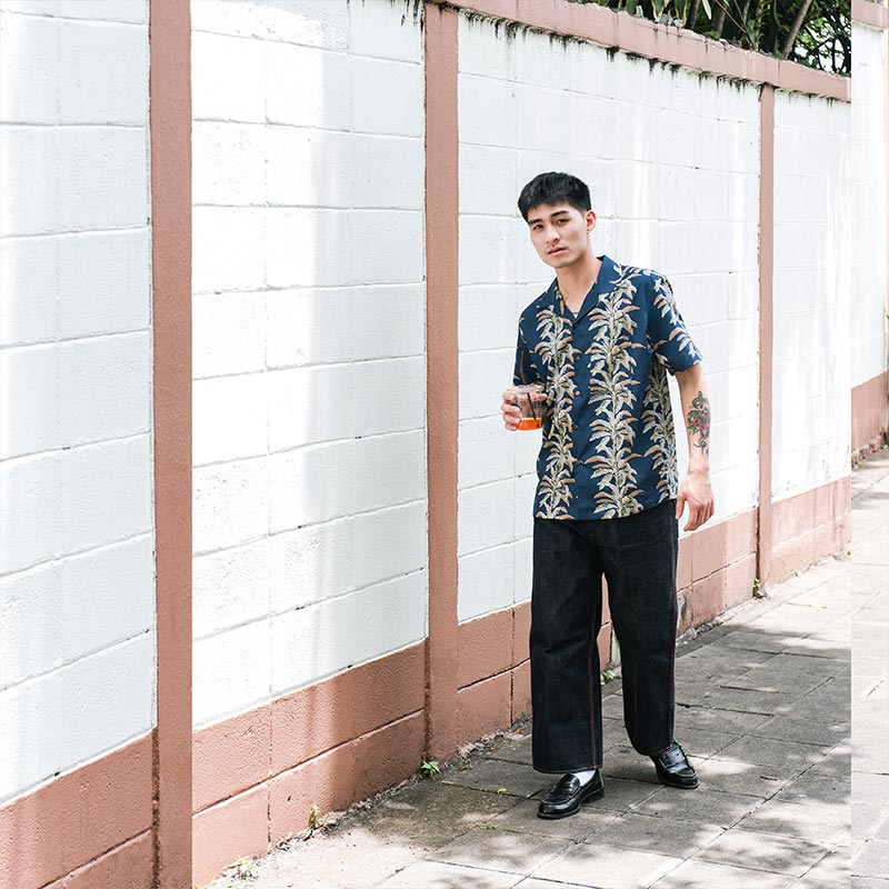 Mr.811 เสื้อเชิ้ตทรงฮาวายผู้ชาย ลาย Hawaii Shirt สีน้ำเงิน - Image 4