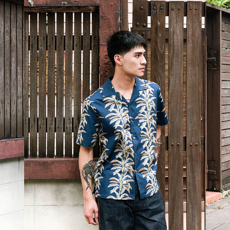 Mr.811 เสื้อเชิ้ตทรงฮาวายผู้ชาย ลาย Hawaii Shirt สีน้ำเงิน - Image 5