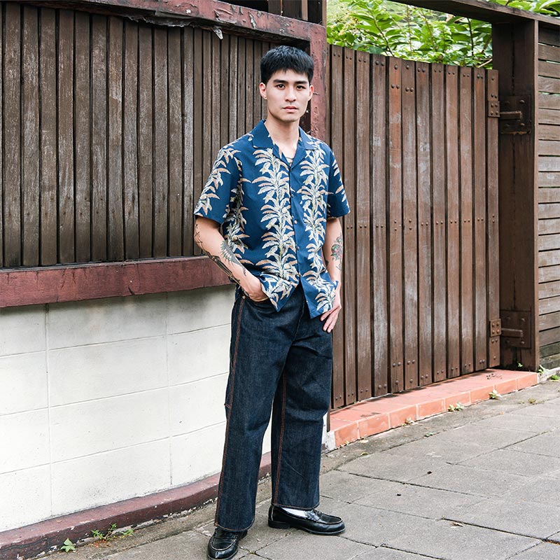 Mr.811 เสื้อเชิ้ตทรงฮาวายผู้ชาย ลาย Hawaii Shirt สีน้ำเงิน - Image 6