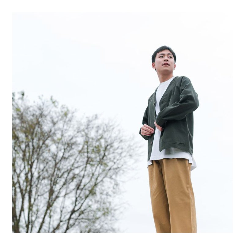 Mr.909 เสื้อแจ็คเก็ตแขนยาว Baseball Jacket สี Dark Green - Image 2